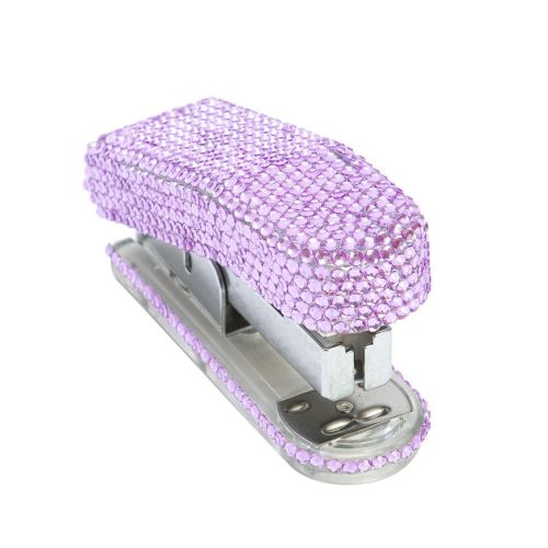 Purple Crystal Rhinestone Bling Staples Desk Office Supplies Portable Stapler