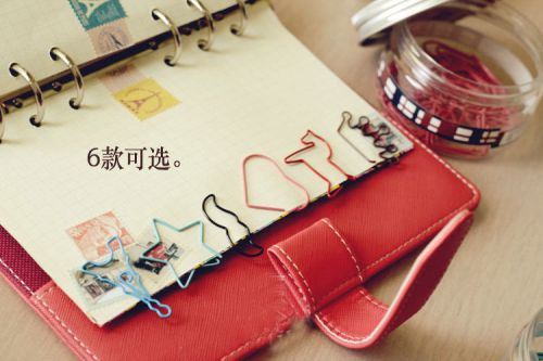 1 bottle Cute colorful star tower heart horse crown bookmark diary paper clip