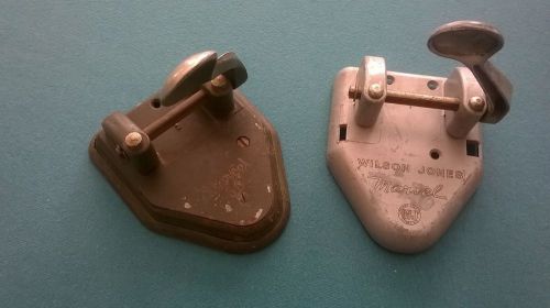 Lot of (2) antique 1930s era 2-hole punches metal -  wilson jones - marvel 60 for sale
