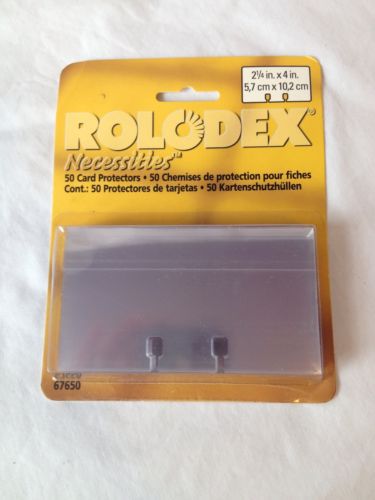 50 Rolodex Necessities Card Protectors Transparent Clear  2 1/4&#034; x 4&#034;