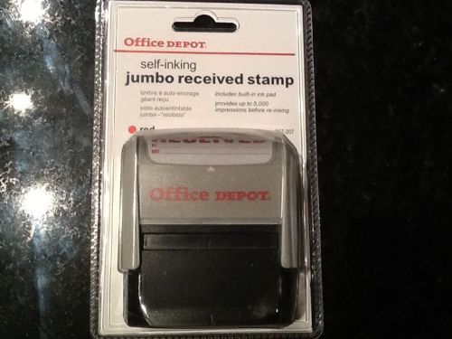 OFFICE DEPOT SELF-INKING jumbo &#034;RECEIVED&#034; STAMP red ink pad