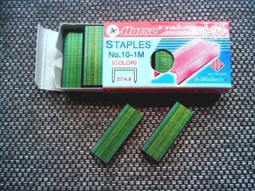 GREEN COLOR FANCY MAX STAPLES NO.10-1M MINI 1000 STAPLES FOR OFFICE STAPLER