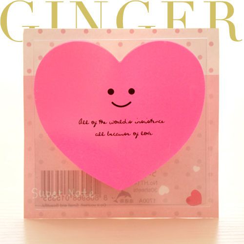 Cute heart fluorescent pad with cover sticker post it memo index sticky notes for sale