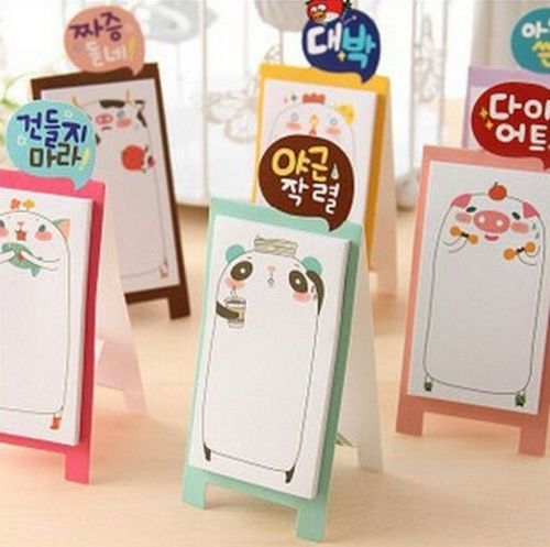 2866 Cute Cartoon Sticky Notes Sticker Bookmarker Memo Pad ~Random Color~ 1pc