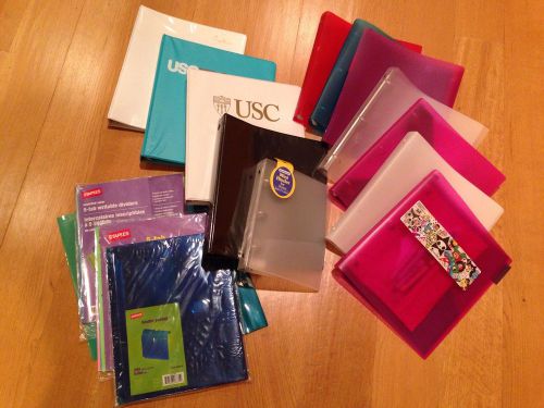 Lot of 12 Assorted 3-Ring Binders and 4 Divider/Folder Packs EUC