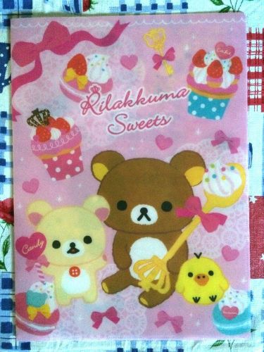 cute Rilakkuma bear pink 2-pocket A4 file folder