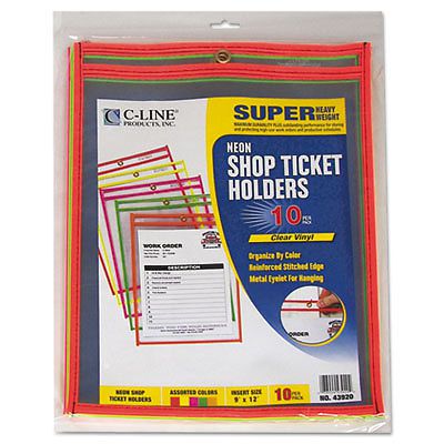 Stitched Shop Ticket Holder, Neon, Assorted 5 Colors, 9 x 12, 10/PK 43920