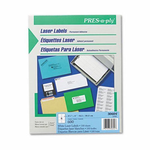 Avery pres-a-ply laser address labels, 3-1/3 x 4, white, 600/box (ave30604) for sale