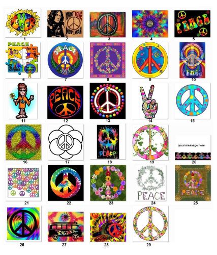 30 Square Stickers Envelope Seals Favor Tags Peace Signs Buy 3 get 1 free (p4)