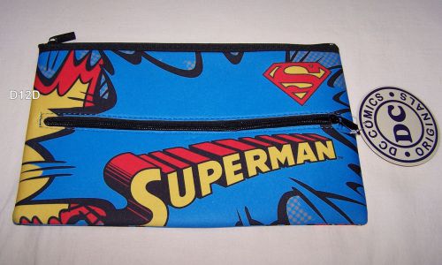 DC Comics Superman Logo Blue Printed Neoprene Zip Up Pencil Case New