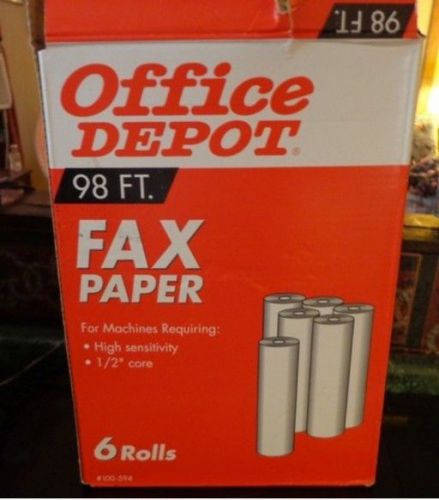 Office Depot 98 Feet-6 Rolls Fax Paper for Machines High Sensitivity 1/2 &#034; Core