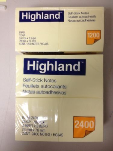 4800 highland self-stick notes, 3&#034; x 3&#034;, yellow,100/pad, 48 pads #6549 free ship for sale