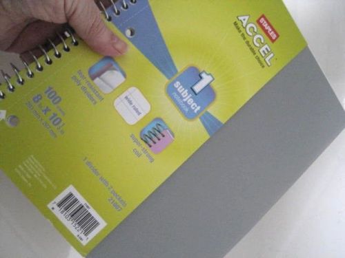 NEW Staples ACCEL DURABLE COVER 1 SUBJECT SPIRAL NOTEBOOK 100 sheet Wide Ruled