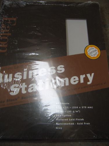 EATON BUSINESS STATIONERY New 80 sheets 24# 25% cotton GREY Watermark Acid Free