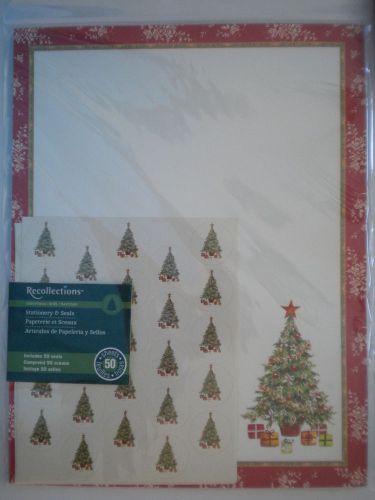 *NEW* ~ 50 Luxury &#034;CHRISTMAS TREE&#034; Computer Stationery Sheets &amp; Seals