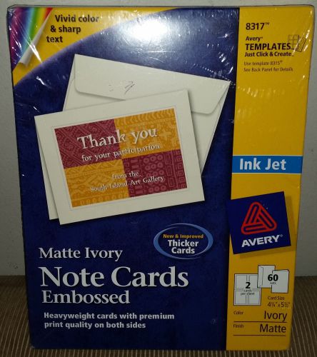 Avery Embossed Note Cards, Inkjet 4-1/4 X 5-1/2-Ivory, 60/Pk W/Envelpes AVE8317