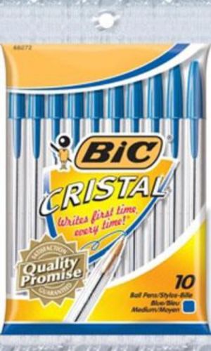 BIC Cristal Ball Pens 10 Pack Medium Blue