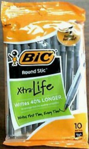 Bic Xtra Life Round Stic Black Medium Point Ball Pens #1 Selling 10 Pack
