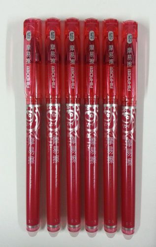 6pcs aihao 4370 0.5mm erasable gel pen (red ink) for sale