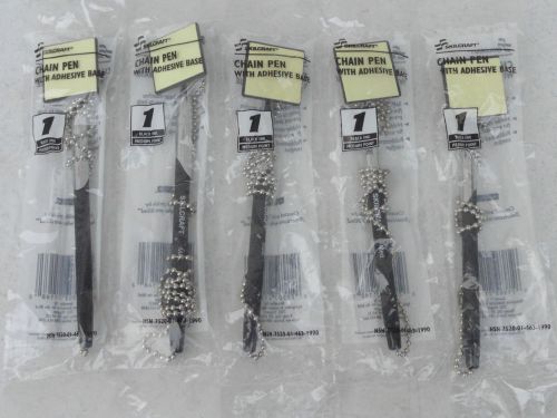 5 skilcraft 7520-01-463-1990 rubberized chain medium point pens - black - new! for sale