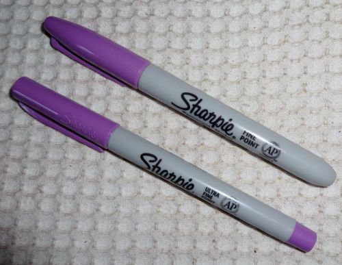 2 sharpie permanent markers -light purple- 1 ultra fine point &amp; 1 fine point-new for sale