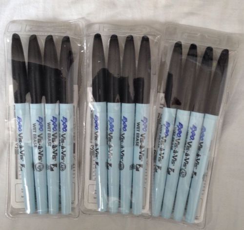 3 set of 4 blue expo vis-a-vis wet erase overhead transparency markers =12 for sale