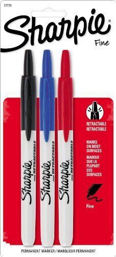 Sharpie Retractable Fine Point Permanent Markers, 3 Colored Markers 32726