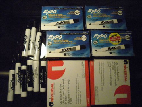 New expo &amp; universal dry erase marker chisel &amp; bullet tip black, 80 count for sale