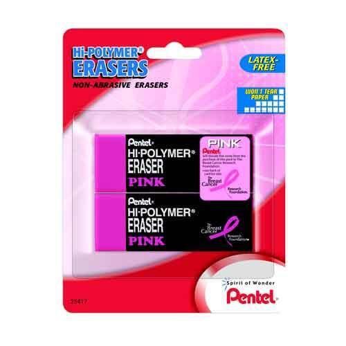 Pentel Hi-Polymer Erasers BCA Pink Large 2 Count