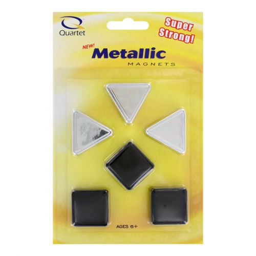 Quartet Metallic Magnets, Silver and Graphite, 6/Pack