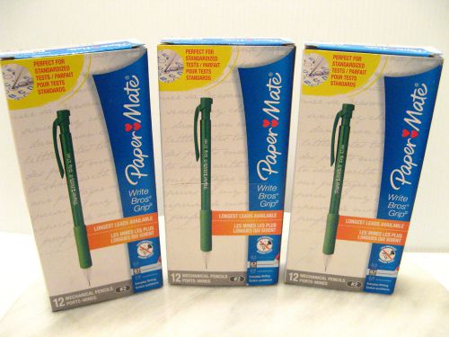 PAPERMATE WRITE BROS GRIP MECHANICAL #2 PENCIL Pack of 12 0.7mm 61382 - Lot of 3