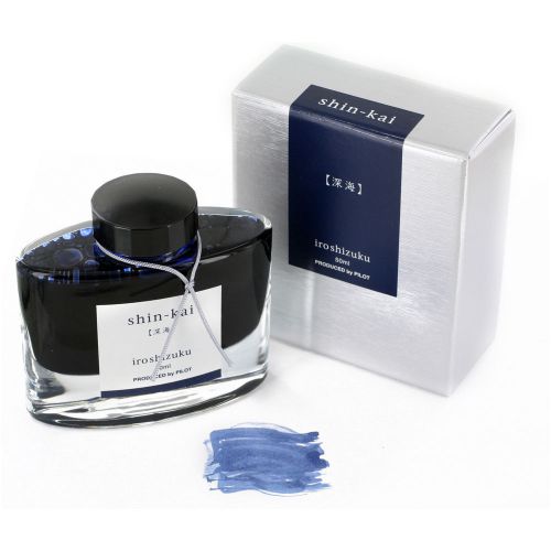 Pilot iroshizuku bottled fountain pen ink, shin-kai, deep sea, blue/black (69225 for sale