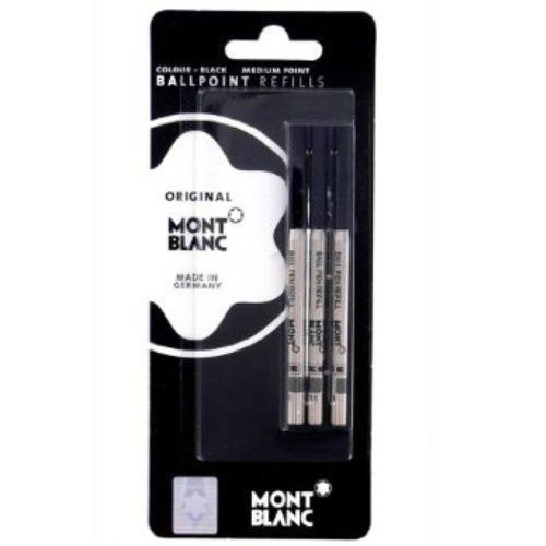 MONTBLANC BLACK  3 PACK  BALLPOINT REFILL MEDIUM (35093) NEW 107867