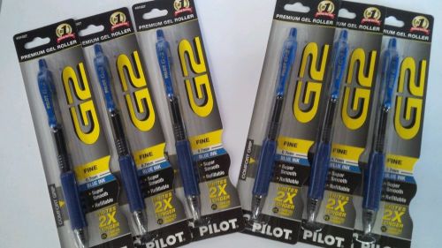 6 NEW Pilot G2 Retractable Premium Gel Ink Roller Ball Pens, Fine Point,