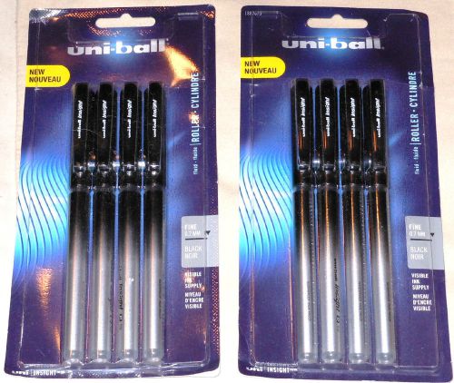 UNIBALL INSIGHT FINE POINT .7mm ROLLERBALL PENS PACK OF 8 BLACK 1812364 NEW