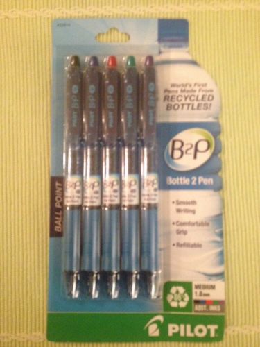 B2P Recycled Ballpoint Pen, 1.0 mm, Assorted Ink, 5/Pk