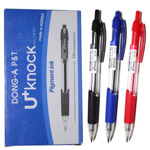 x12 Dong-A U-Knock Plus+ Gel Ink0.5mm Rollerball Pen - Mix Colors(Bk4,Bl4,Red4)