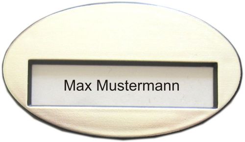 5x High Quality Synthetic Name Tag Oval With Magnet Silver Colour