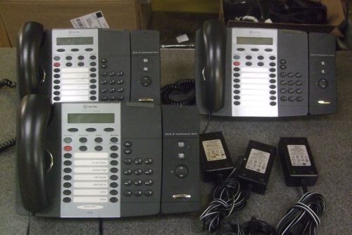 Lot (3) Mitel 5220 IP Office Display Phones with 5310 Conference Unit &amp; Handsets