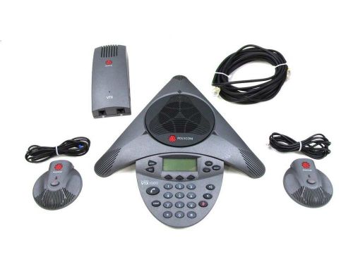 Clean Polycom SoundStation VTX1000 w/ (2) Mic Pods &amp; Power Module 2201-07142-601