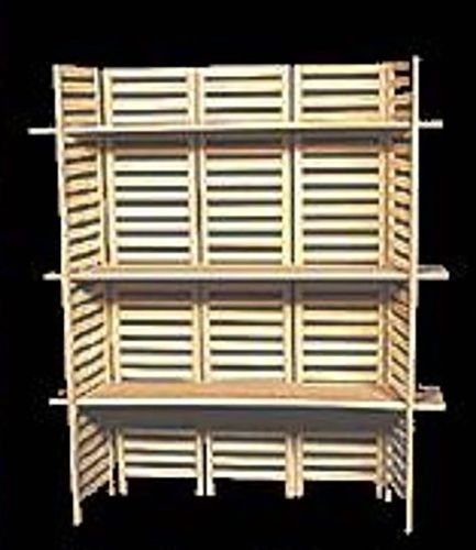 Five panel display unit, 68&#034; tall -(3) lg. shelves -folds flat ships ups for sale