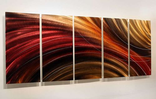 Metal Modern Abstract Jewel Toned Wall Art Painting  &#034;Cosmic Burn&#034; By Jon Allen