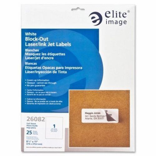 Elite Image Block-out Shipping Labels, Permanent, 25 per Pack, White (ELI26082)