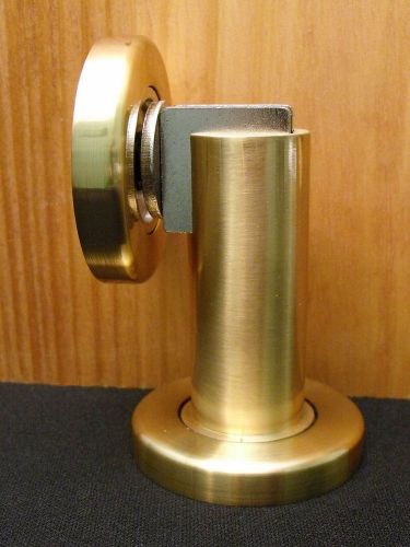 Magnetic door stop wall/floor mounted; satin brass - factory seconds, discounted for sale