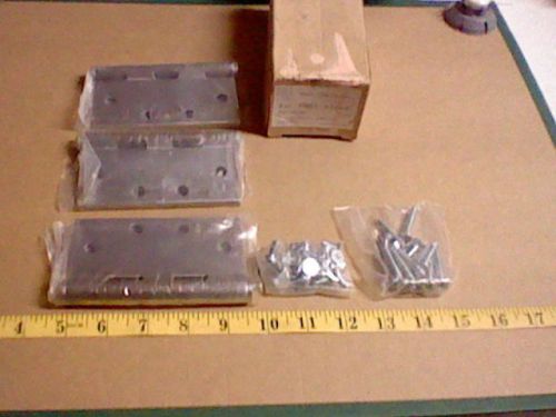 1 Box of 3, World Class PB81 Commercial Door Hinges 4.5 X 4.5 Dull Chrome