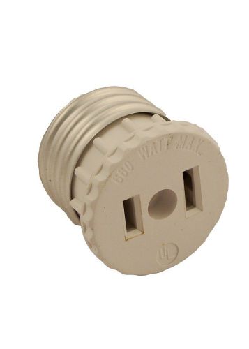 White 15 Amp 660 Watt 125 Volt 2-Pole 2-Wire Socket To Outlet Adapter Lamp Light