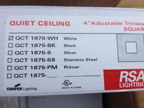 Quiet Ceiling 4&#034; Adjustable T rimless Square. QCT-1875-WH (White)