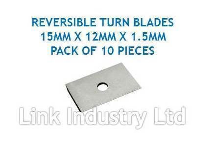 10 pces. 15 x 12 x 1.5mm CARBIDE REVERSIBLE TURN BLADES REVERSIBLE TIP KNIVES