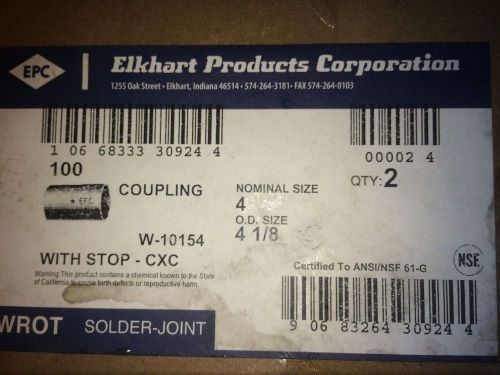 4&#034; wrot copper couplings with stop (box of 2) for sale