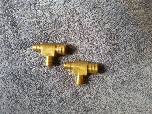 Two ( 2 )     3/4&#034; x 1/2&#034; x 1/2&#034; pex tee -brass crimp fittings for sale